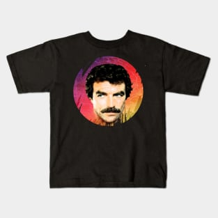 Tom Selleck-Retro 80s Aesthetic Design Kids T-Shirt